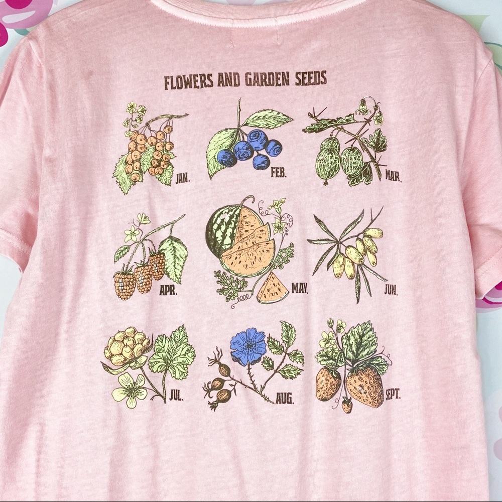 NEW Flowers and Garden Seeds Pink Graphic Shirt - Picture 5 of 8
